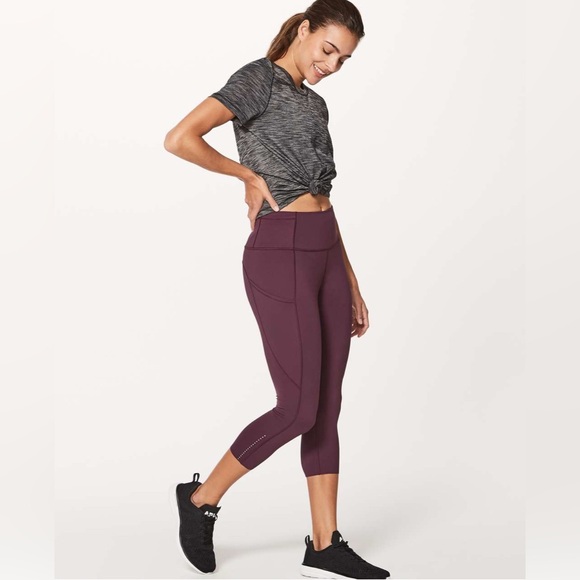 LULULEMON EUC SIZE 4 FAST & FREE CROP II/ Dark adobe - Picture 1 of 11